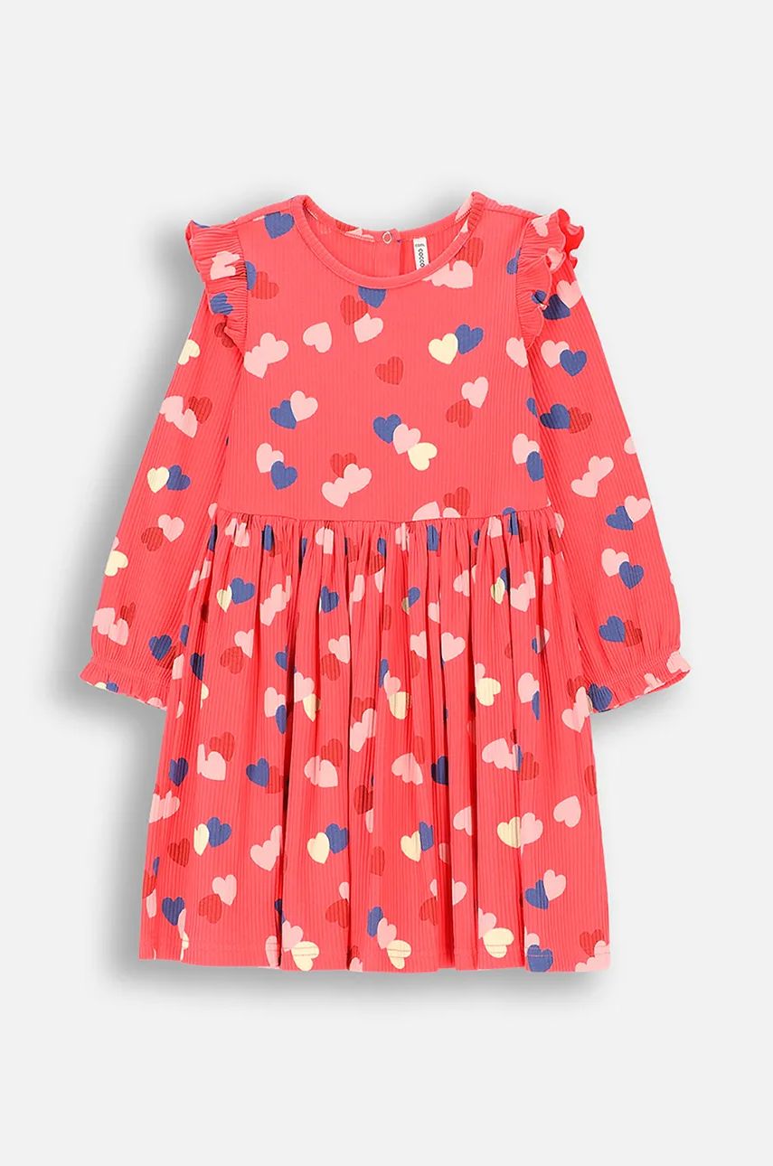 Coccodrillo rochie din bumbac pentru copii culoarea roz, mini, evazati, HEARTS GIRL KIDS