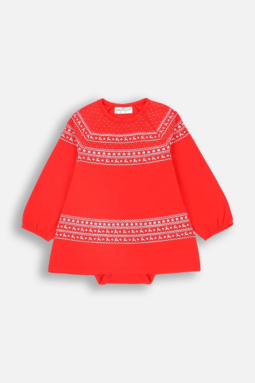 Coccodrillo rochie bebe culoarea roșu, mini, evazați, MERRY XMAS Coccodrillo rochie bebe culoarea roșu, mini, evazați, MERRY XMAS