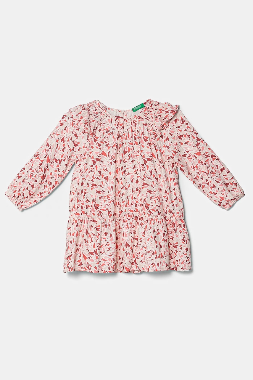 United Colors of Benetton rochie fete culoarea roz, mini, evazată, 4WUAGV01U