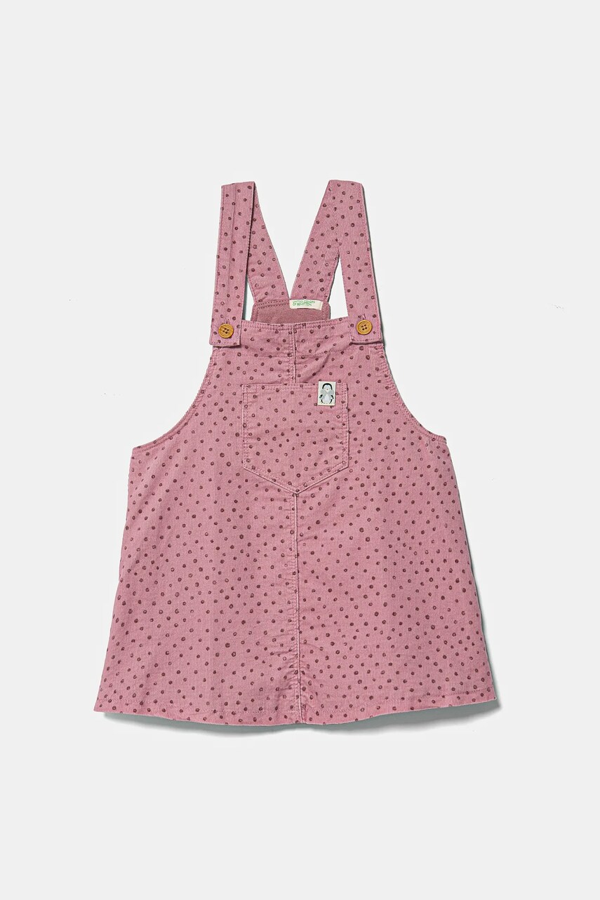 United Colors of Benetton rochie din bumbac pentru bebeluși culoarea roz, mini, evazati, 40CYAT016