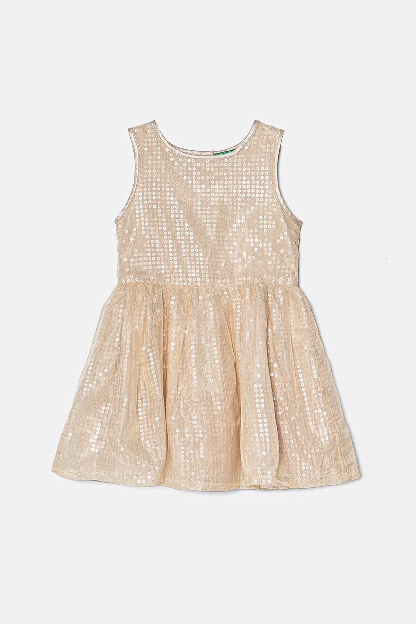 United Colors of Benetton rochie culoarea bej, mini, evazati, 42R4GV01Z