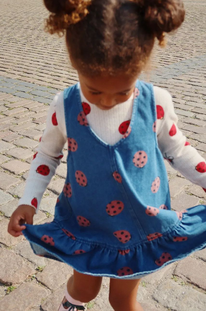 Konges Sløjd rochie din denim pentru copii MAGOT LADYBUG DRESS GOTS mini, evazati, KS102217