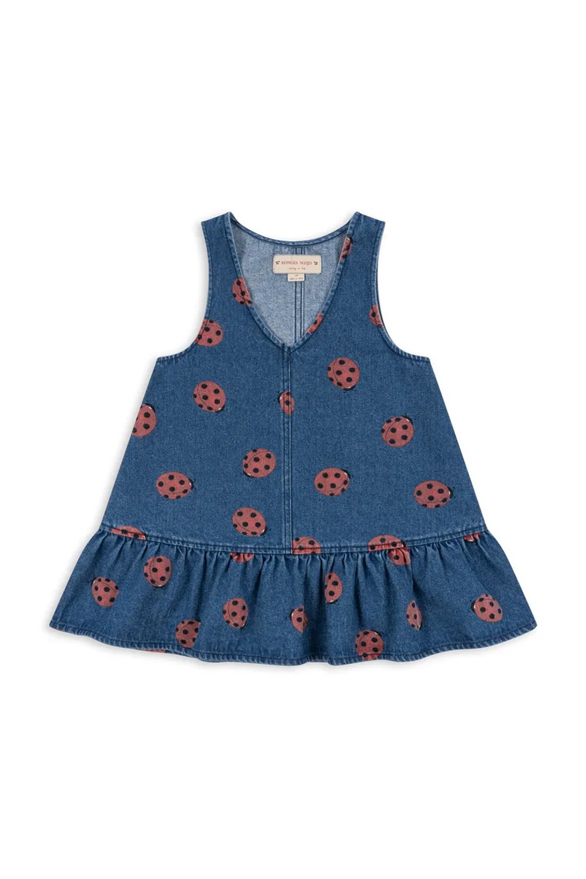 Детское джинсовое платье Konges Sløjd MAGOT LADYBUG DRESS GOTS mini расклешённое KS102217