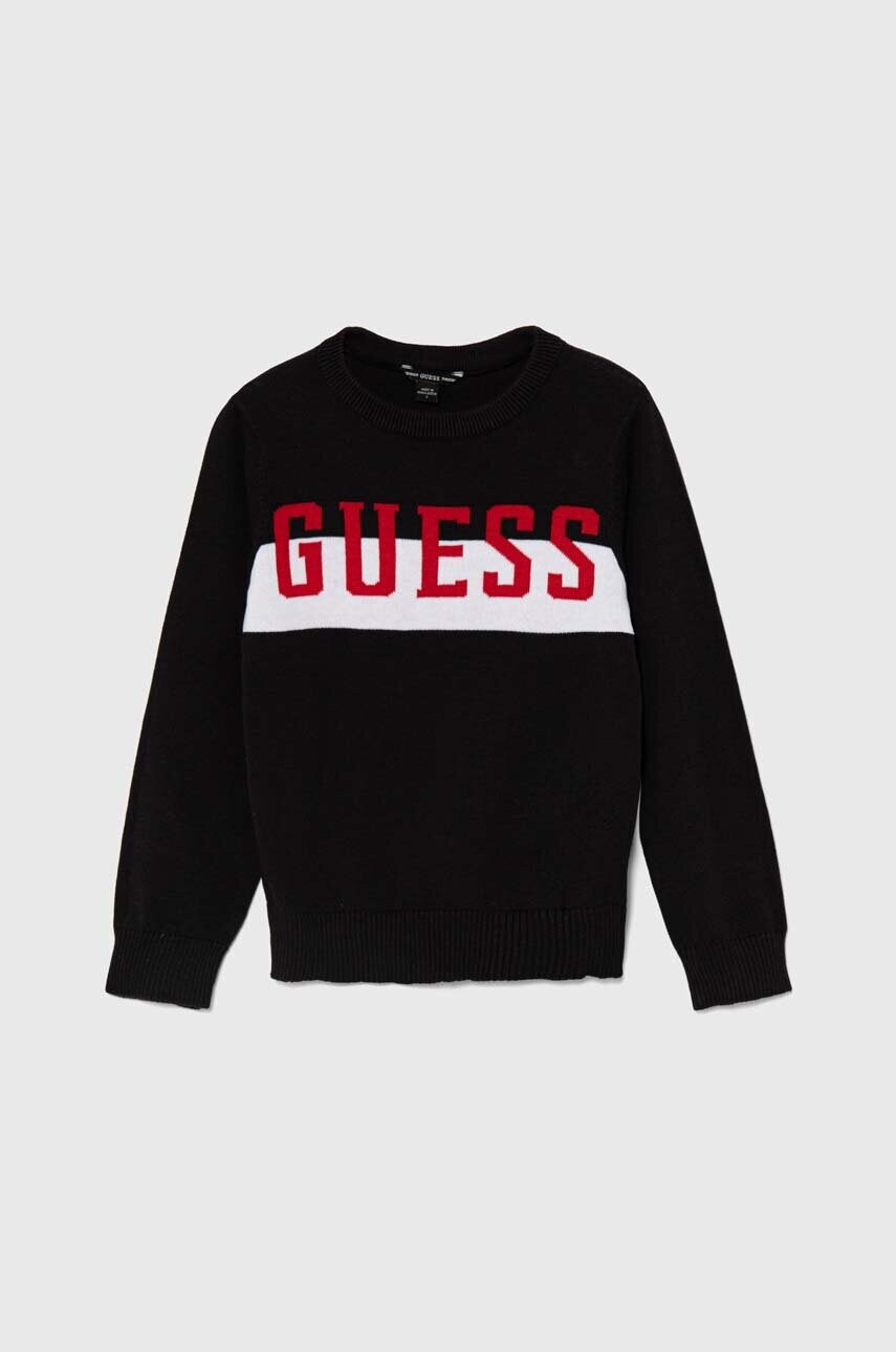 Levně Dětský bavlněný svetr Guess černá barva, L4YR03 Z2NN0