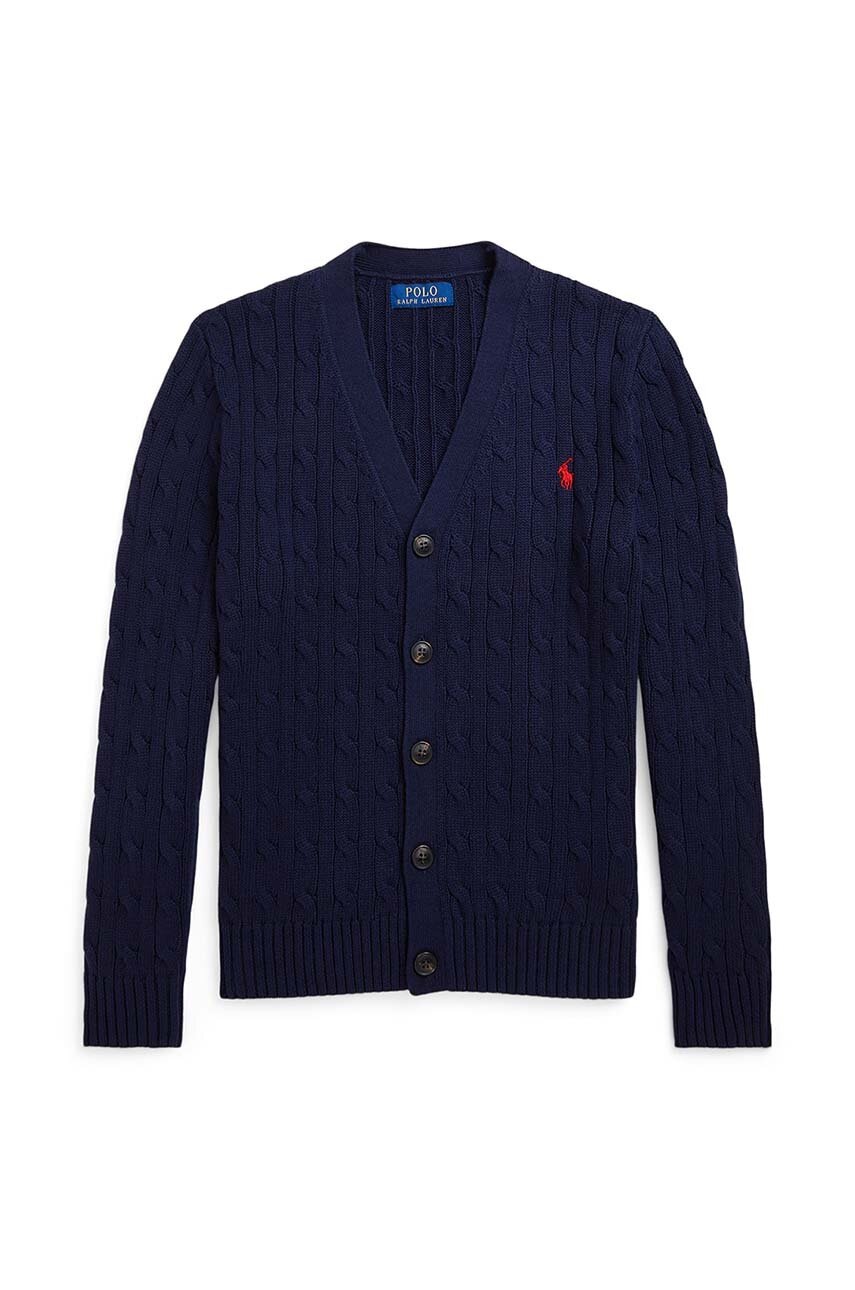Levně Dětský bavlněný kardigan Polo Ralph Lauren tmavomodrá barva, 323925717006