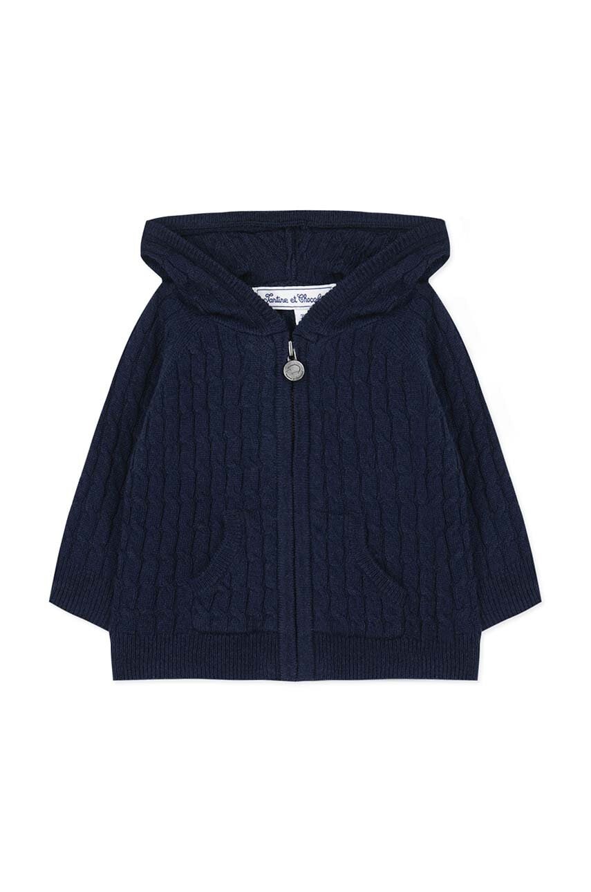 Tartine et Chocolat cardigan cu amestec de lână pentru copii culoarea albastru marin, TZ18021