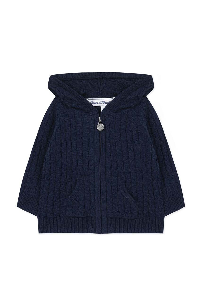 Tartine et Chocolat cardigan cu amestec de lână pentru copii culoarea albastru marin, TZ18021