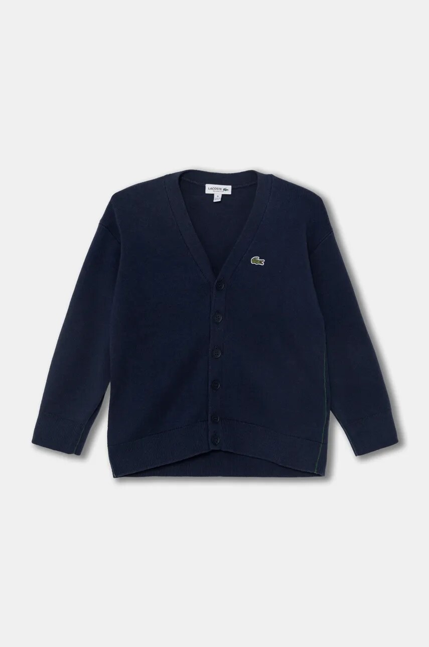 Lacoste cardigan cu amestec de lână pentru copii culoarea albastru marin, AJ4981