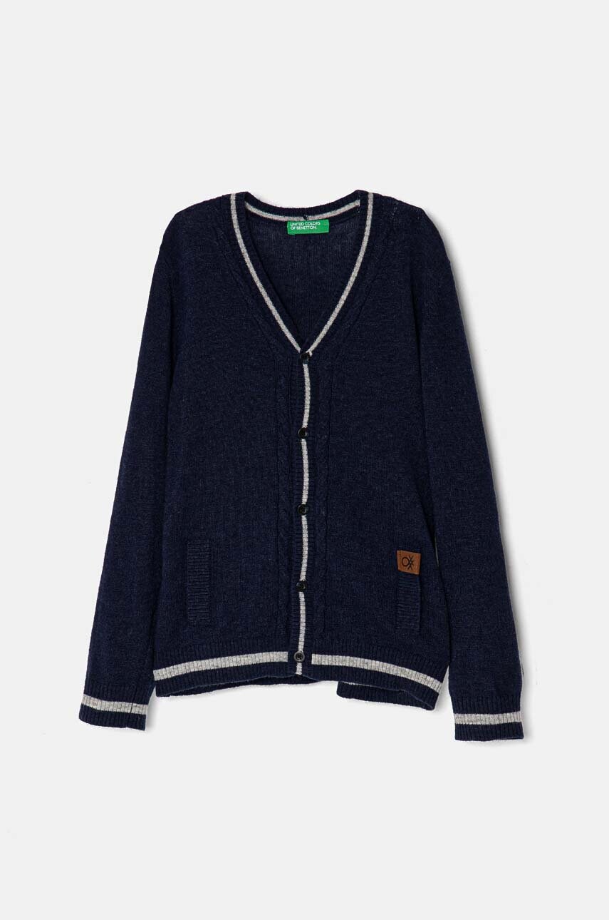 United Colors of Benetton cardigan cu amestec de lana pentru copii culoarea albastru marin, light, 1LQZH600D
