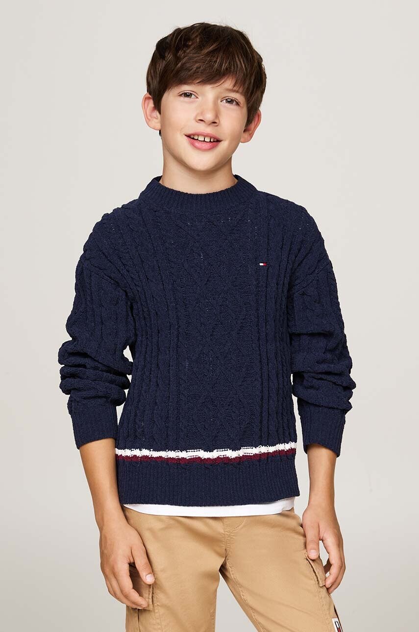 Levně Dětský svetr Tommy Hilfiger tmavomodrá barva, hřejivý, KB0KB09257