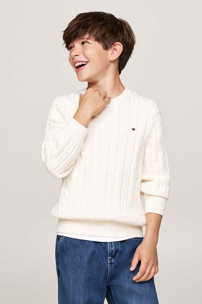 

Детски памучен пуловер Tommy Hilfiger в бежово KB0KB09418, Бежов
