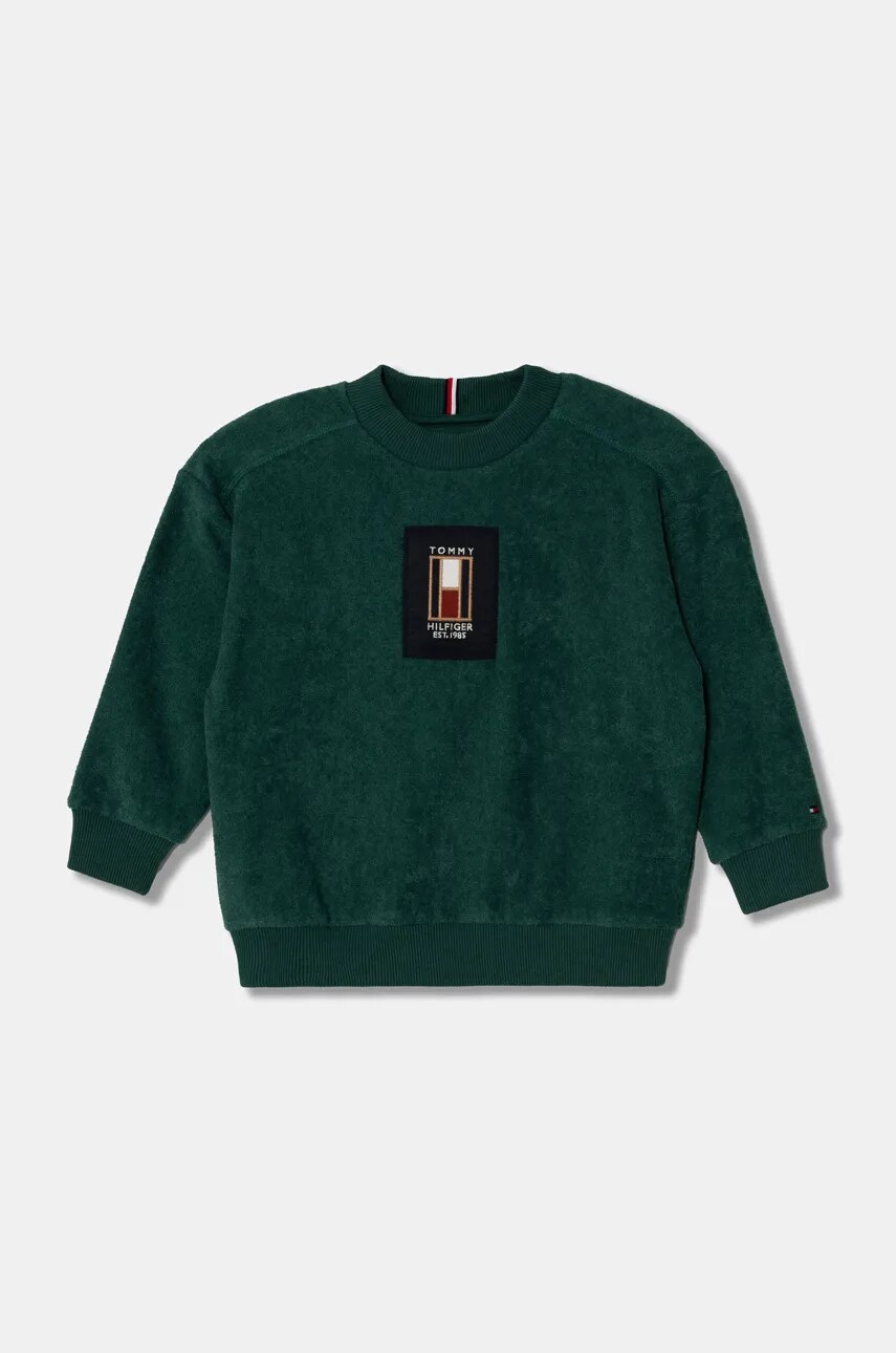 Levně Dětský svetr Tommy Hilfiger zelená barva, KB0KB09186