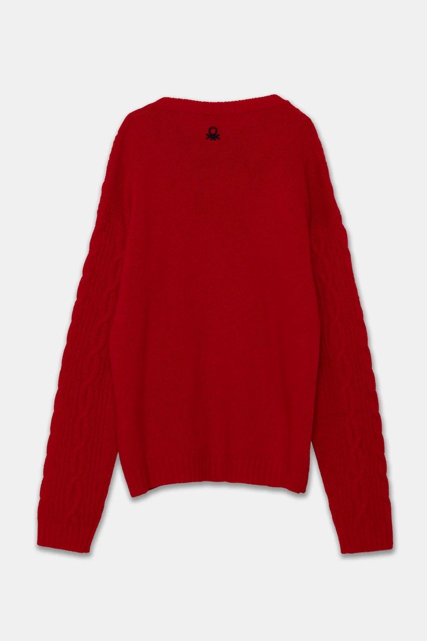 Детский шерстяной свитер United Colors of Benetton цвет красный 1344C107G Детский шерстяной свитер United Colors of Benetton цвет красный 1344C107G