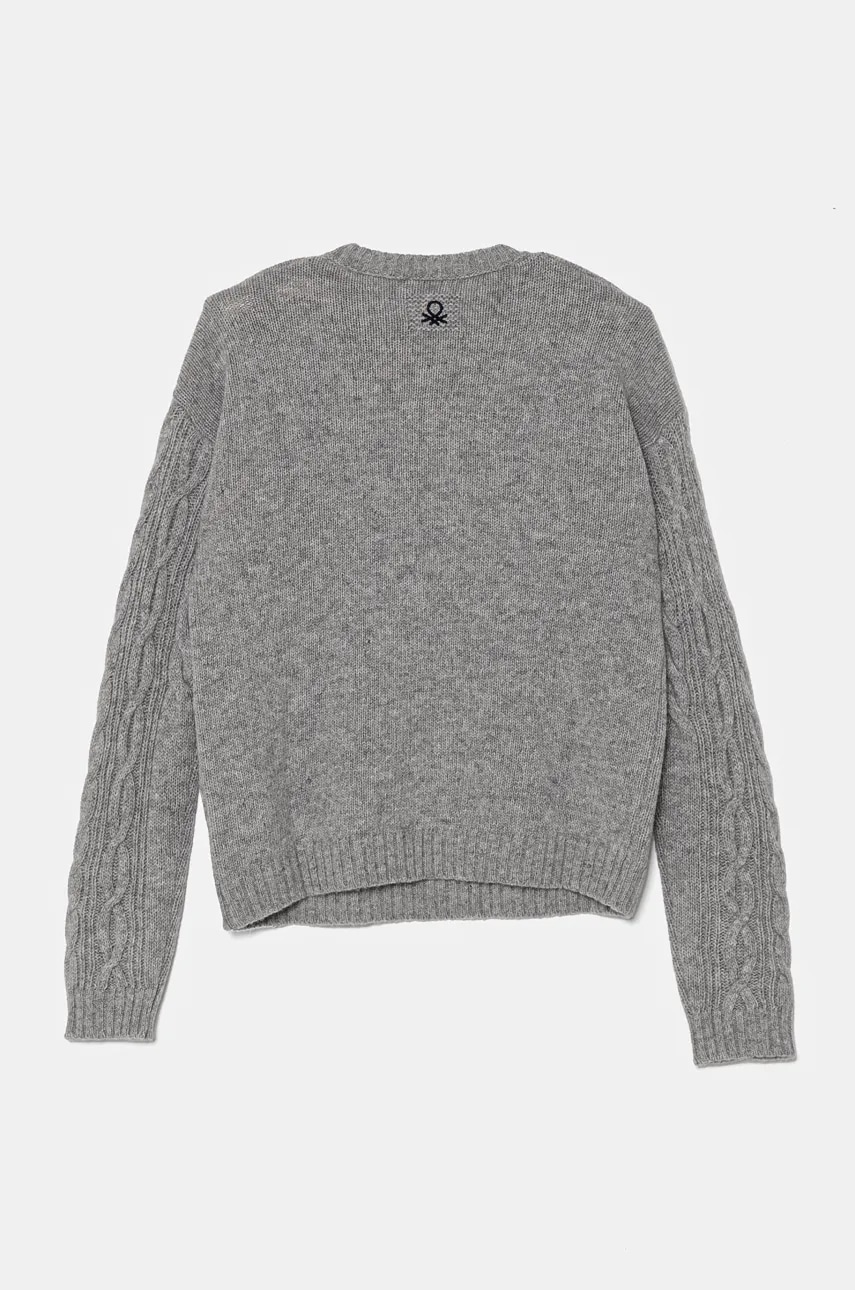 Детский шерстяной свитер United Colors of Benetton цвет серый 1344C107G Детский шерстяной свитер United Colors of Benetton цвет серый 1344C107G