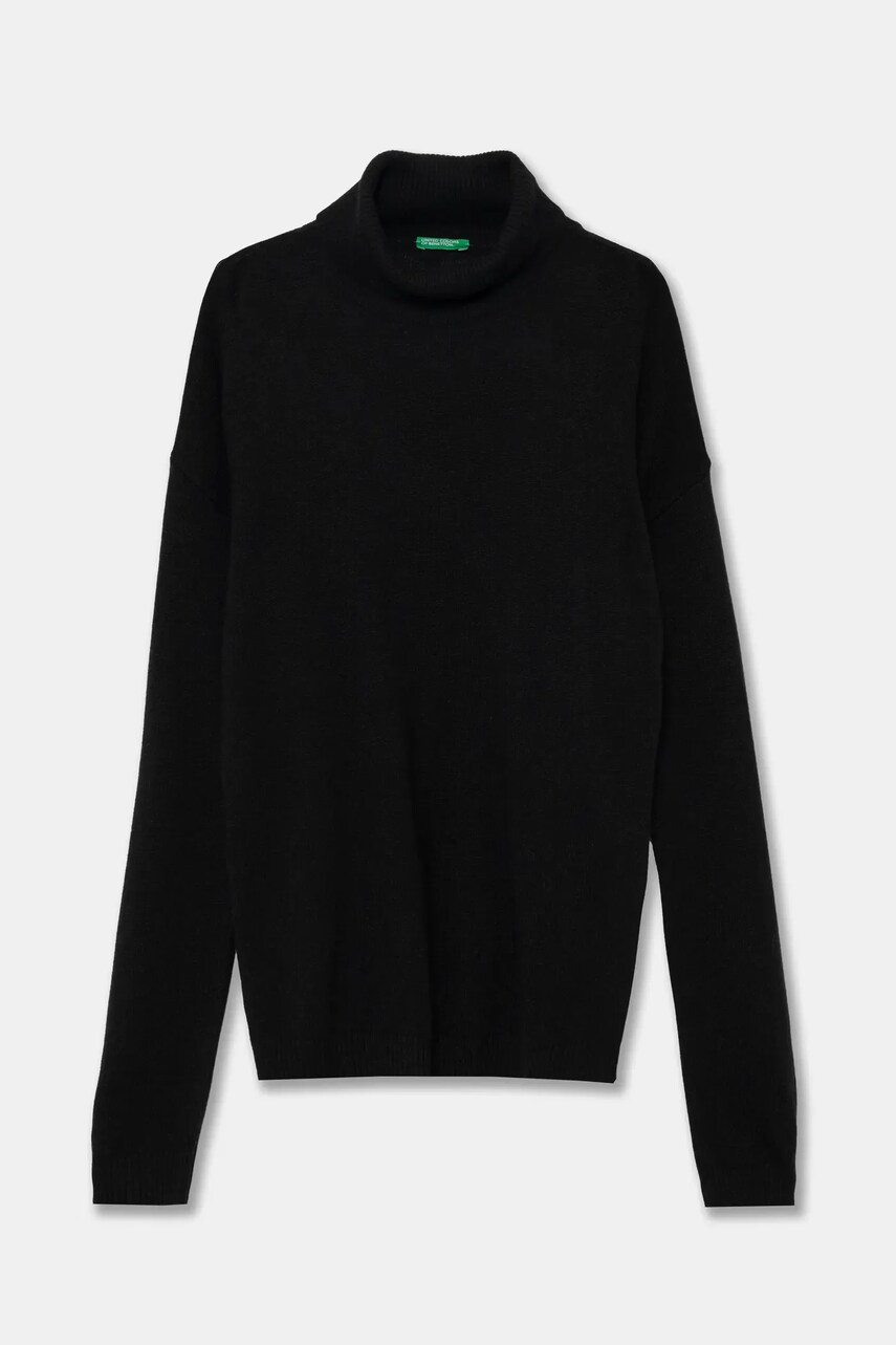 United Colors of Benetton pulover pentru copii din amestec de lana culoarea negru, 1032C200D