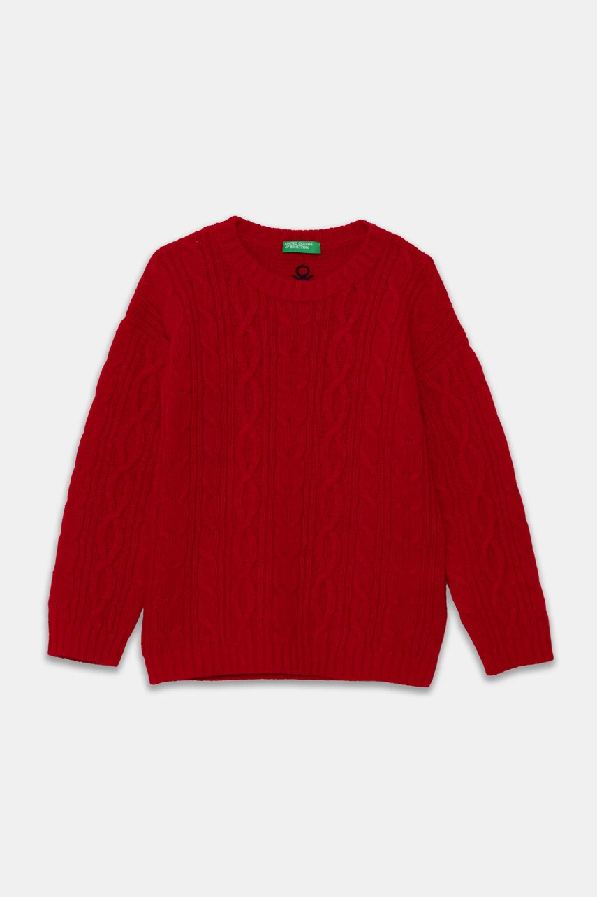 United Colors of Benetton pulover de lana pentru copii culoarea rosu, 1344G100R