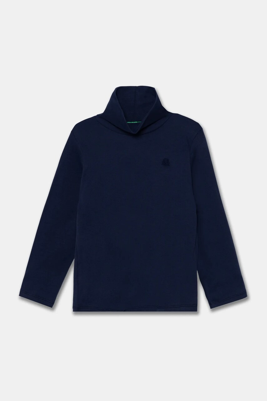 United Colors of Benetton longsleeve din bumbac pentru copii culoarea albastru marin, neted, 3AOUG105E