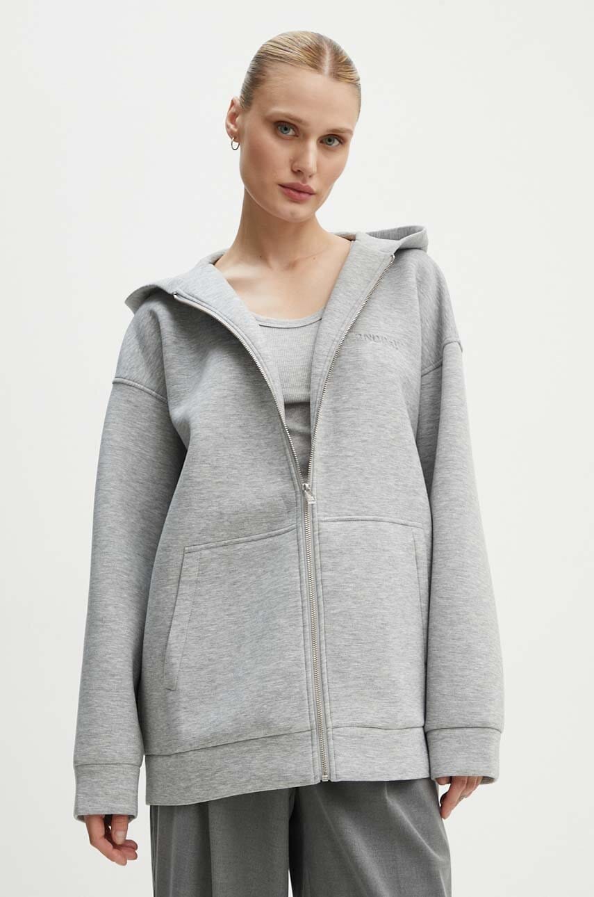 2NDDAY bluza Vince - Heavy Neoprene femei, culoarea gri, cu glugă, melanj, 2244243314