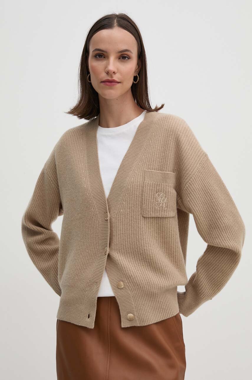 

Вълнена жилетка Tommy Hilfiger в бежово от лека материя WW0WW42145, Бежов