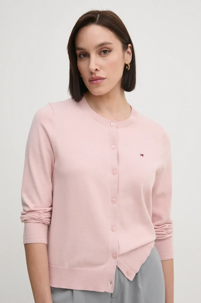 Kardigan Tommy Hilfiger dámský, růžová barva, lehký, WW0WW42370