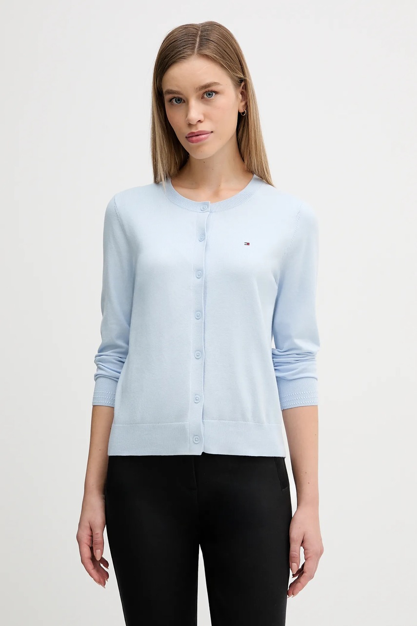 Πλεκτή ζακέτα Tommy Hilfiger χρώμα: ναυτικό μπλε, WW0WW42370