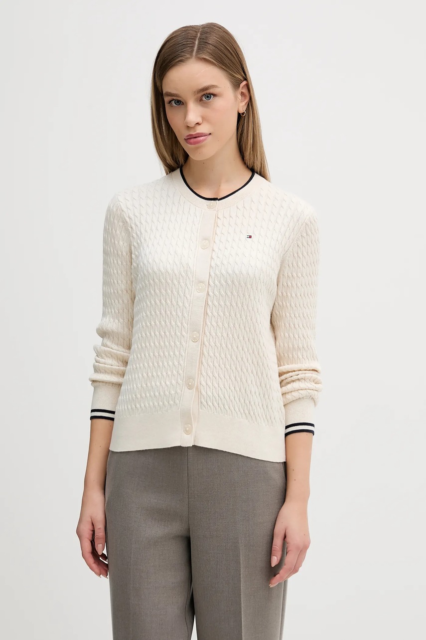 Levně Bavlněný kardigan Tommy Hilfiger černá barva, WW0WW43329