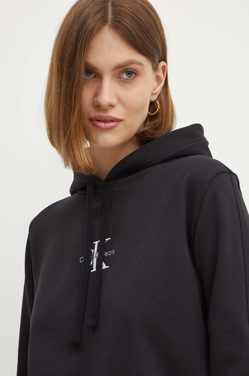 Μπλούζα Calvin Klein Jeans χρώμα: μαύρο, με κουκούλα, J20J223536 φωτογραφία