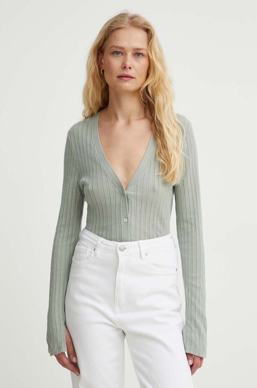 Marc O\'Polo cardigan din bumbac culoarea verde, light, 406202752433