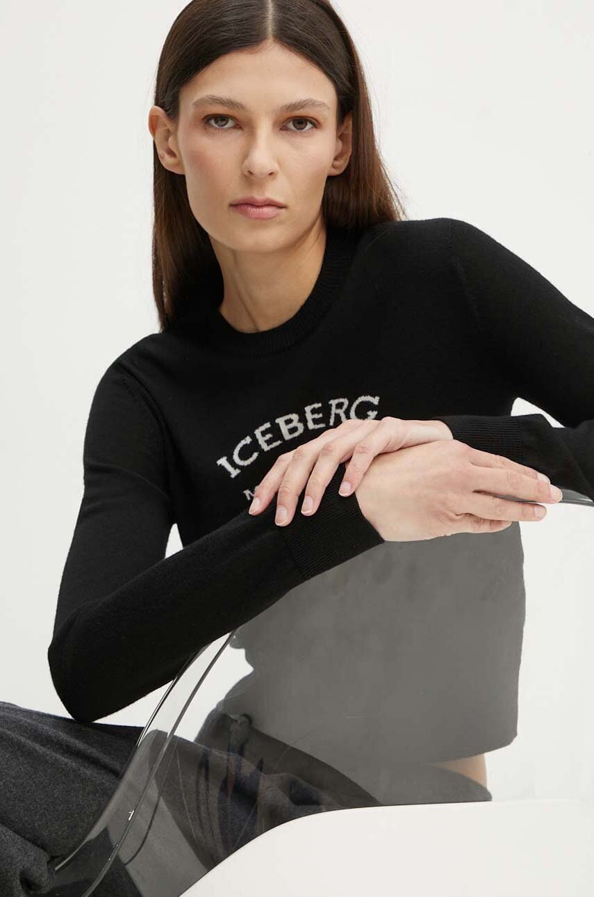 Iceberg pulover de lana femei, culoarea negru, light, A004 9000 Iceberg pulover de lana femei, culoarea negru, light, A004 9000