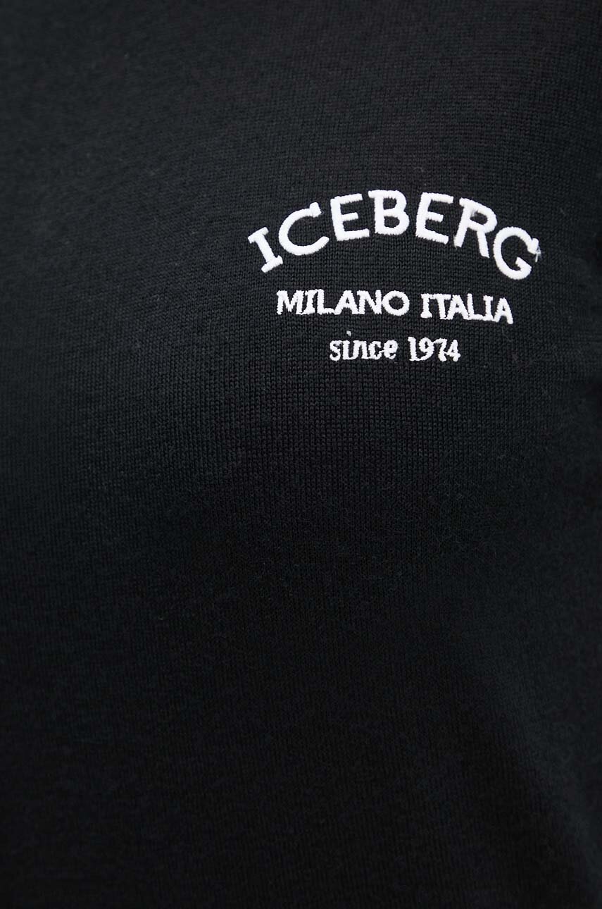 Μάλλινο πουλόβερ Iceberg γυναικείο, χρώμα: μαύρο, A008 9000 φωτογραφία