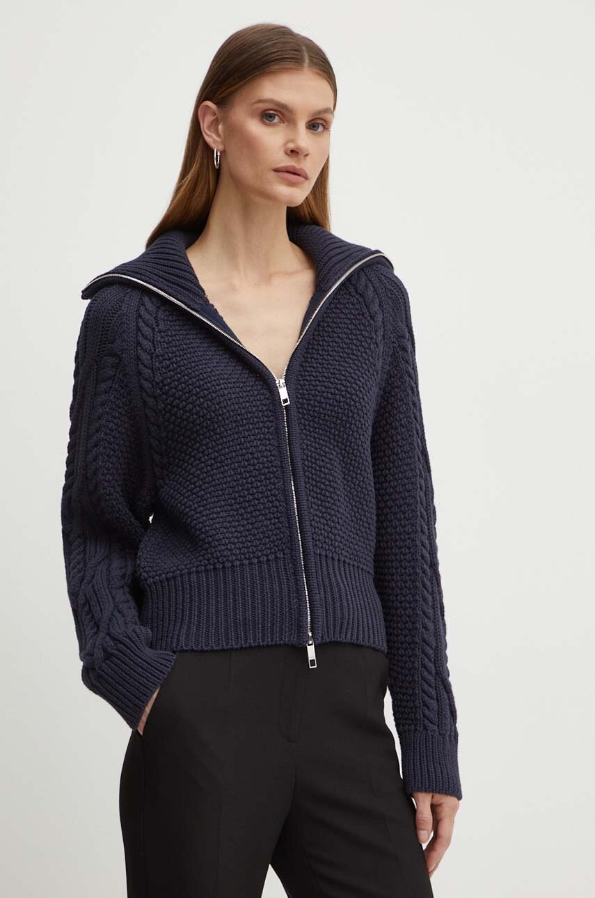 BOSS cardigan din amestec de lana culoarea albastru marin, călduros, 50518368