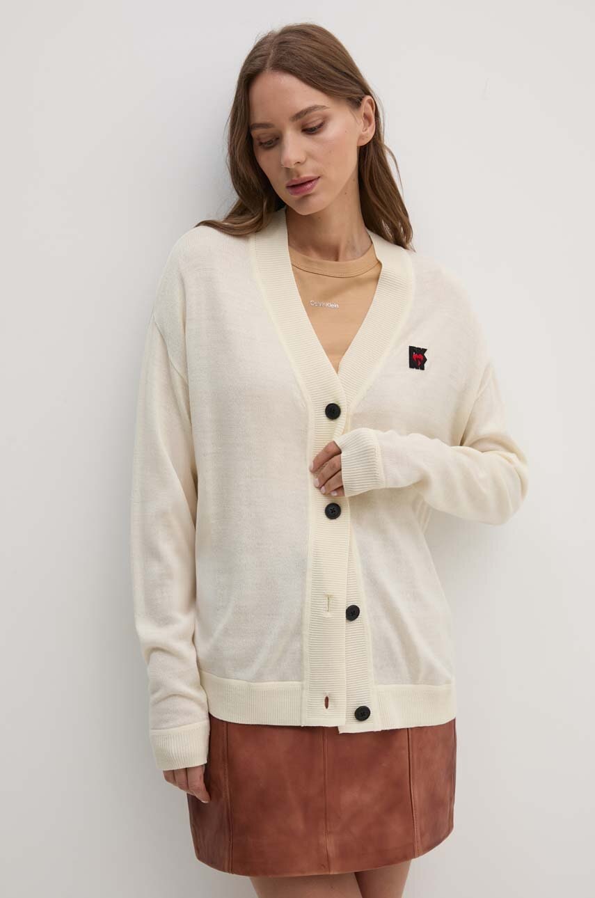 Dkny cardigan din lana culoarea bej, light, D2E4A117
