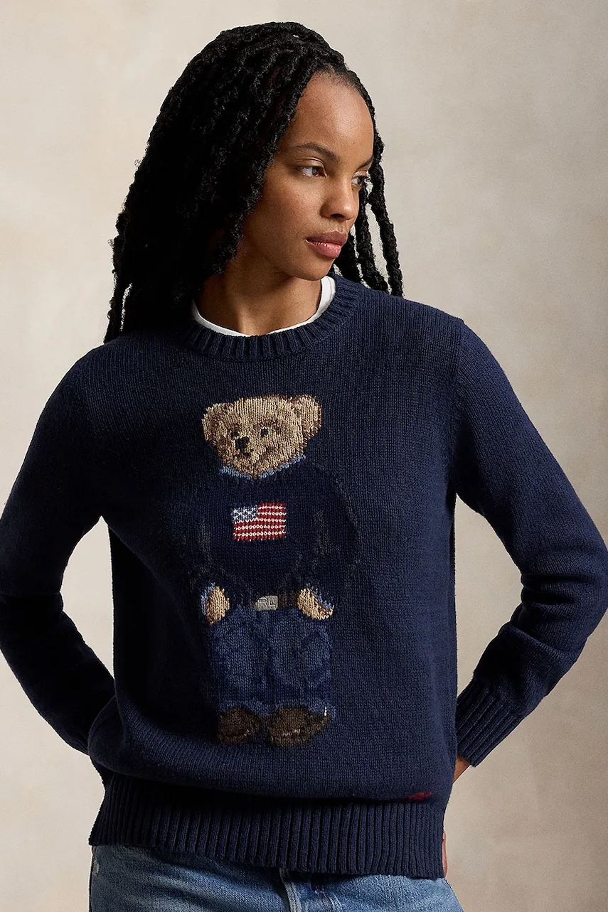 Polo Ralph Lauren sweter damski kolor granatowy ciepły 211927070