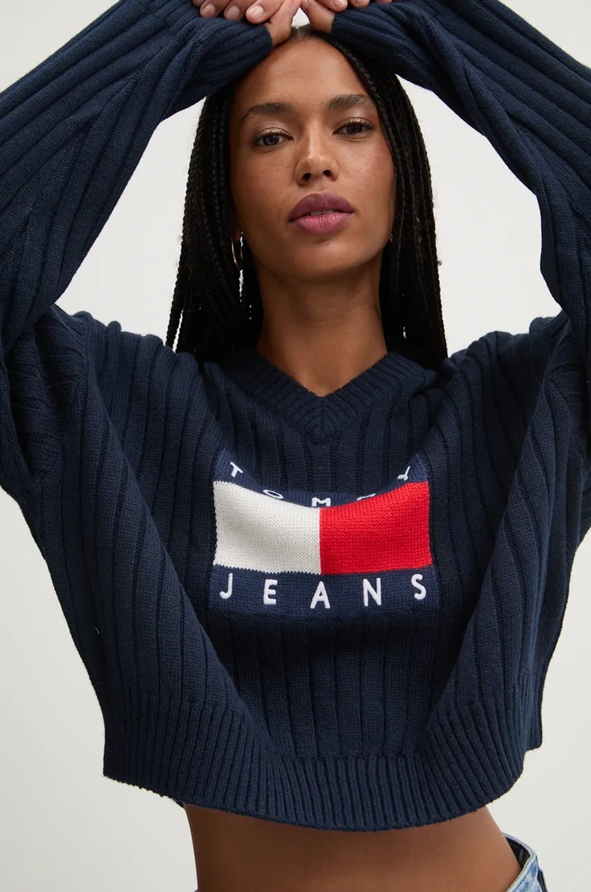 

Пуловер Tommy Jeans дамски в тъмносиньо от лека материя DW0DW18528, Тъмносин