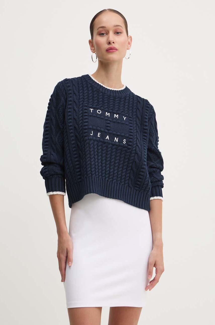 Tommy Jeans pulover femei, culoarea albastru marin, light, DW0DW18522