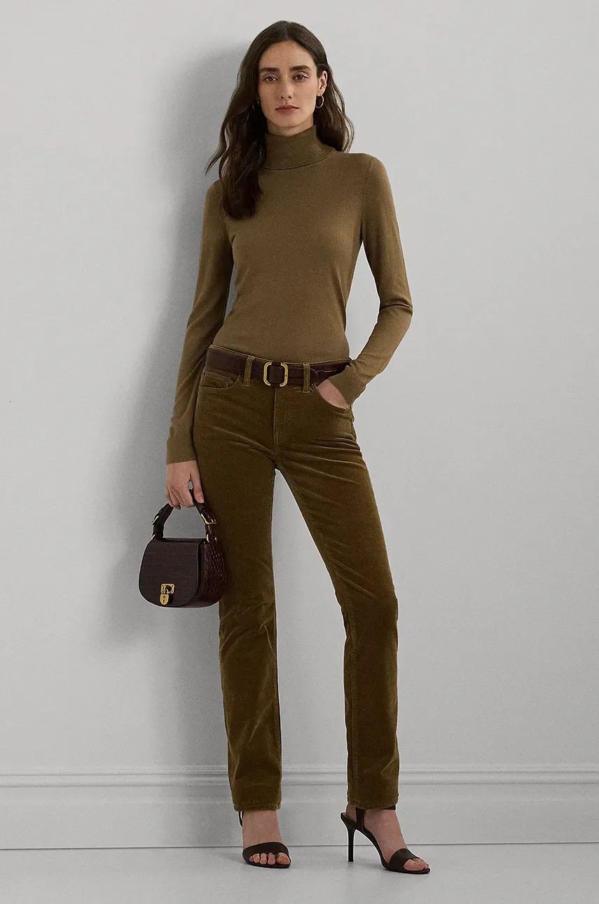 Светр з домішкою шовку Lauren Ralph Lauren колір бежевий легкий гольф 200940470 