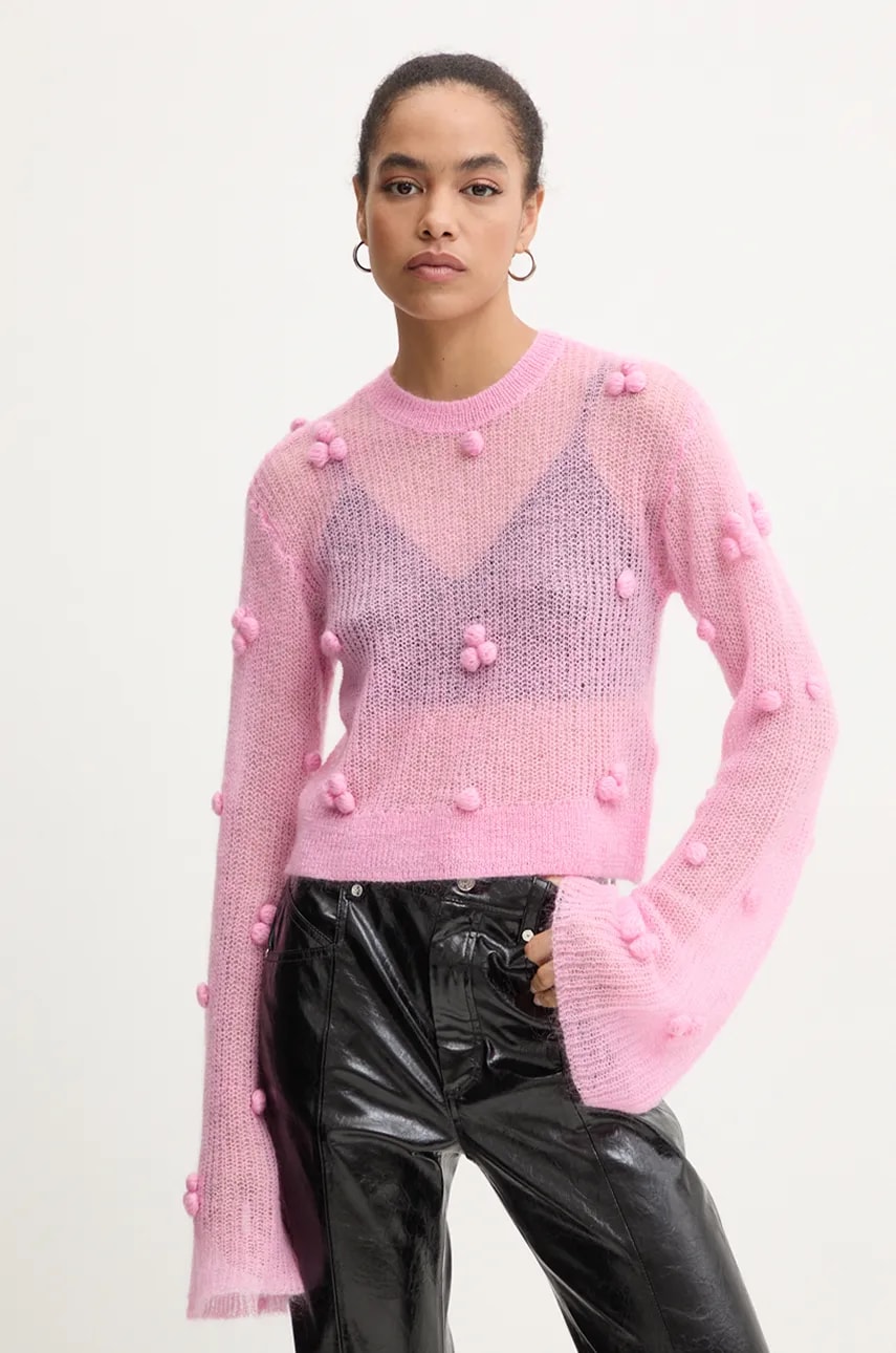Rotate pulover de lână Light Knit Ls Sweater femei, culoarea roz, light, 1129992049 Rotate pulover de lână Light Knit Ls Sweater femei, culoarea roz, light, 1129992049