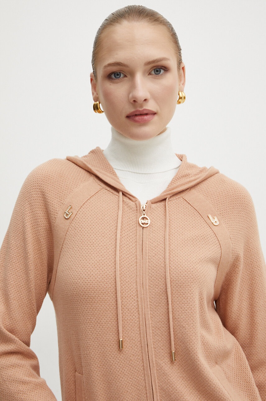 Πλεκτή ζακέτα Liu Jo χρώμα: μπεζ, TF4167 MS75L φωτογραφία