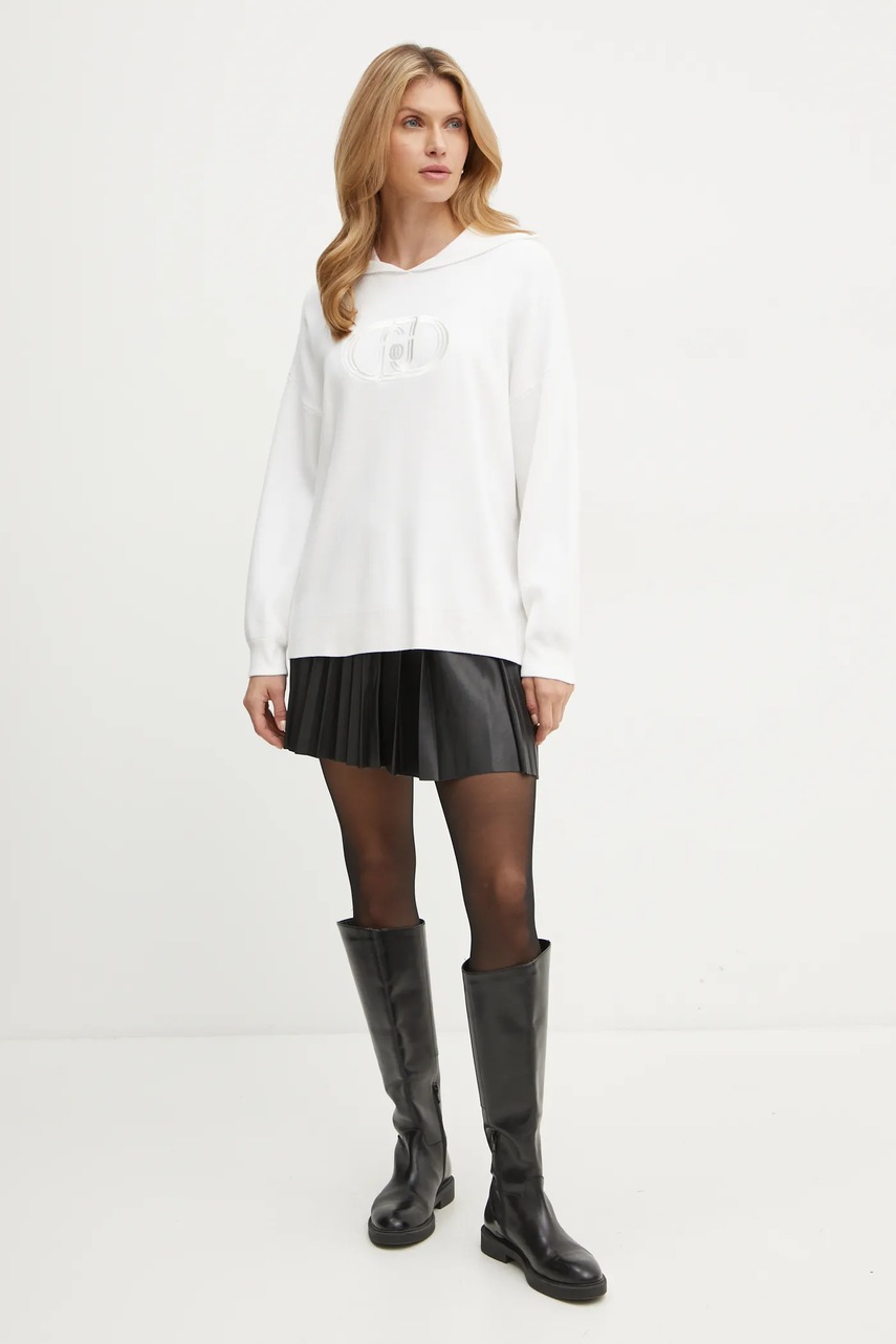 Кофта Liu Jo женские цвет бежевый с капюшоном с аппликацией WF4175 MS49I Кофта Liu Jo женские цвет бежевый с капюшоном с аппликацией WF4175 MS49I