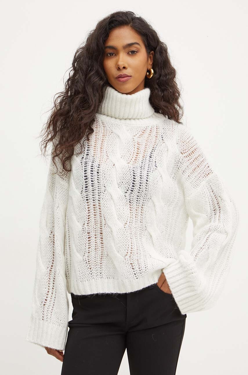 

Пуловер с вълна Liu Jo дамски в бежово от лека материя с поло WF4329 MA58P, Бежов