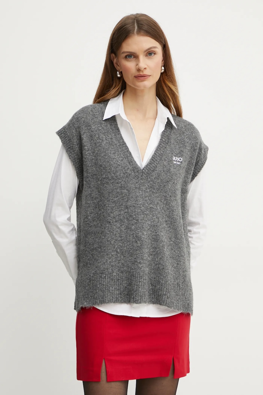 

Елек с вълна Liu Jo в сиво от лека материя WF4432 MA49P, Сив