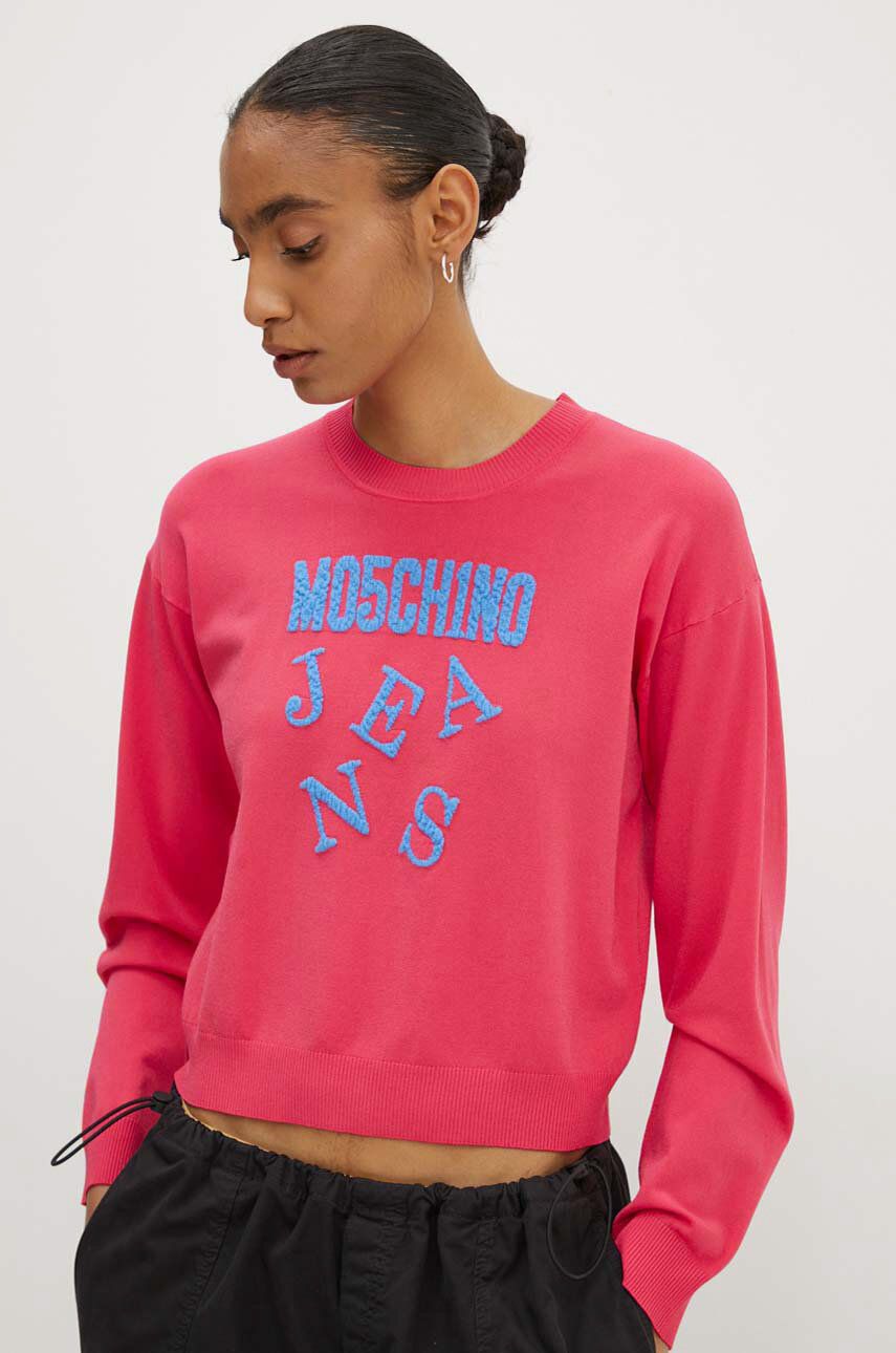 Moschino Jeans pulover femei, culoarea roz, light, 0925.8205