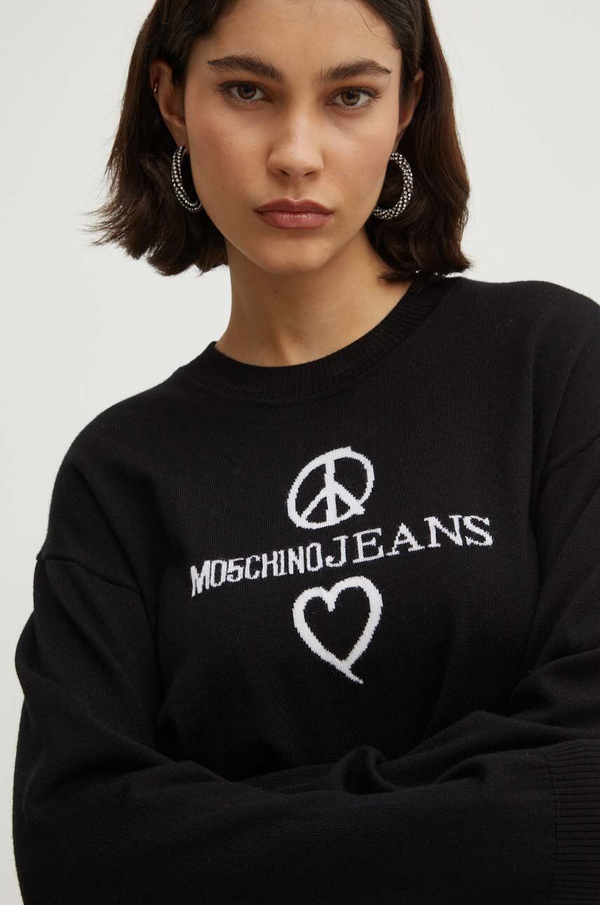 Vuneni Pulover Moschino Jeans Za žene, Boja: Crna, Lagani, 0932.8203