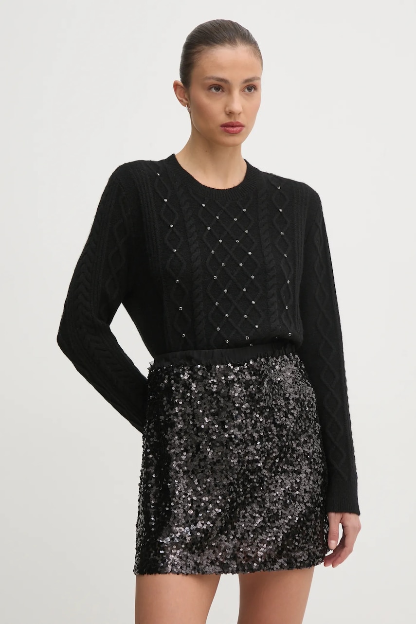 United Colors of Benetton pulover din amestec de lana femei, culoarea negru, 1QCSD10CC United Colors of Benetton pulover din amestec de lana femei, culoarea negru, 1QCSD10CC