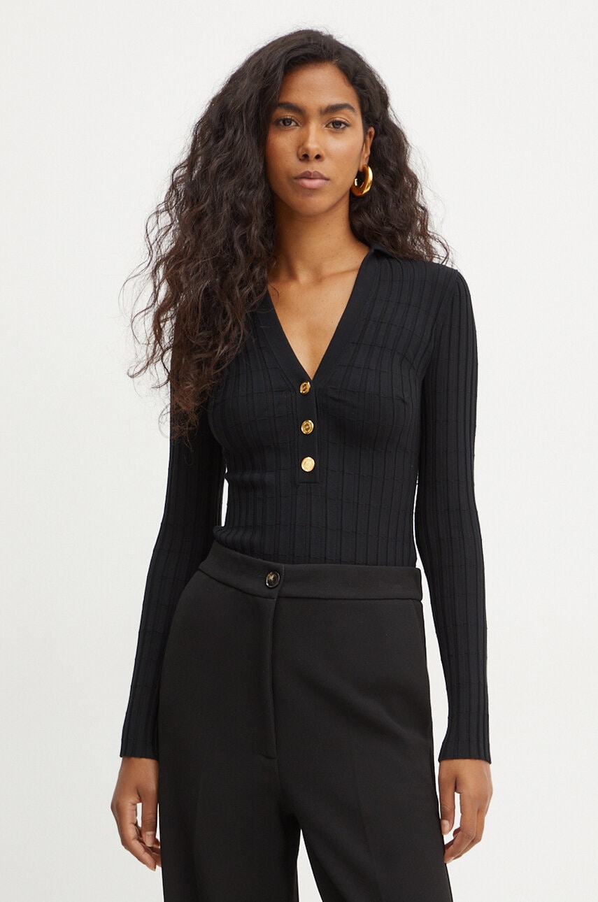 Elisabetta Franchi pulover femei, culoarea negru, light, MK62S46E2