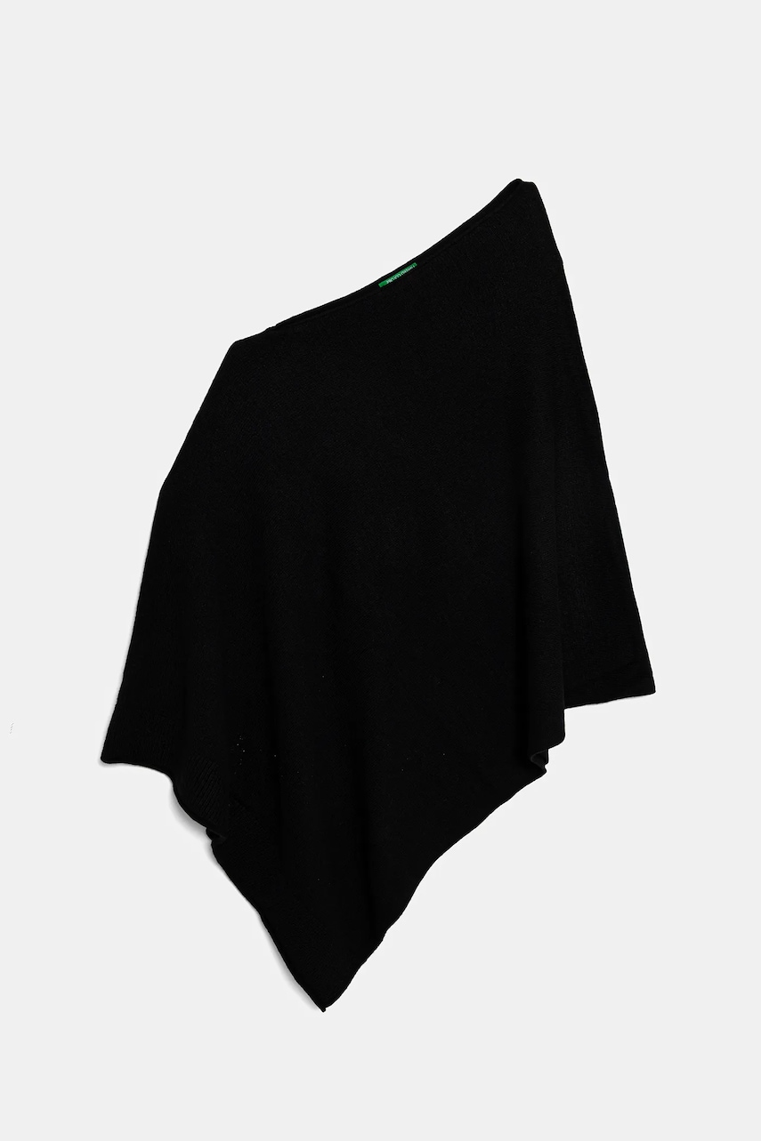 United Colors of Benetton poncho din amestec de lână culoarea bej, 1235DU01A United Colors of Benetton poncho din amestec de lână culoarea bej, 1235DU01A
