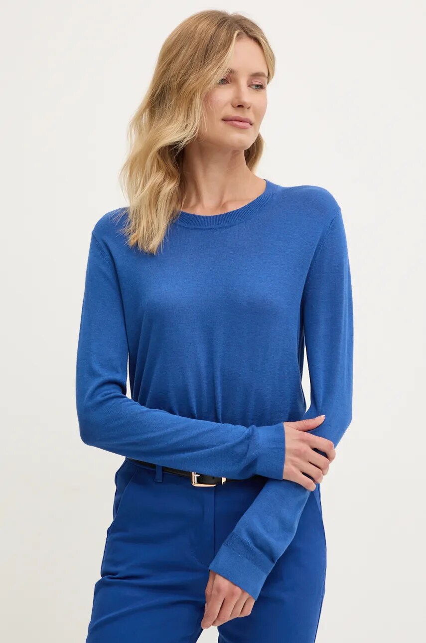 

Пуловер с коприна United Colors of Benetton в синьо от лека материя 1ZRED10BL, Син