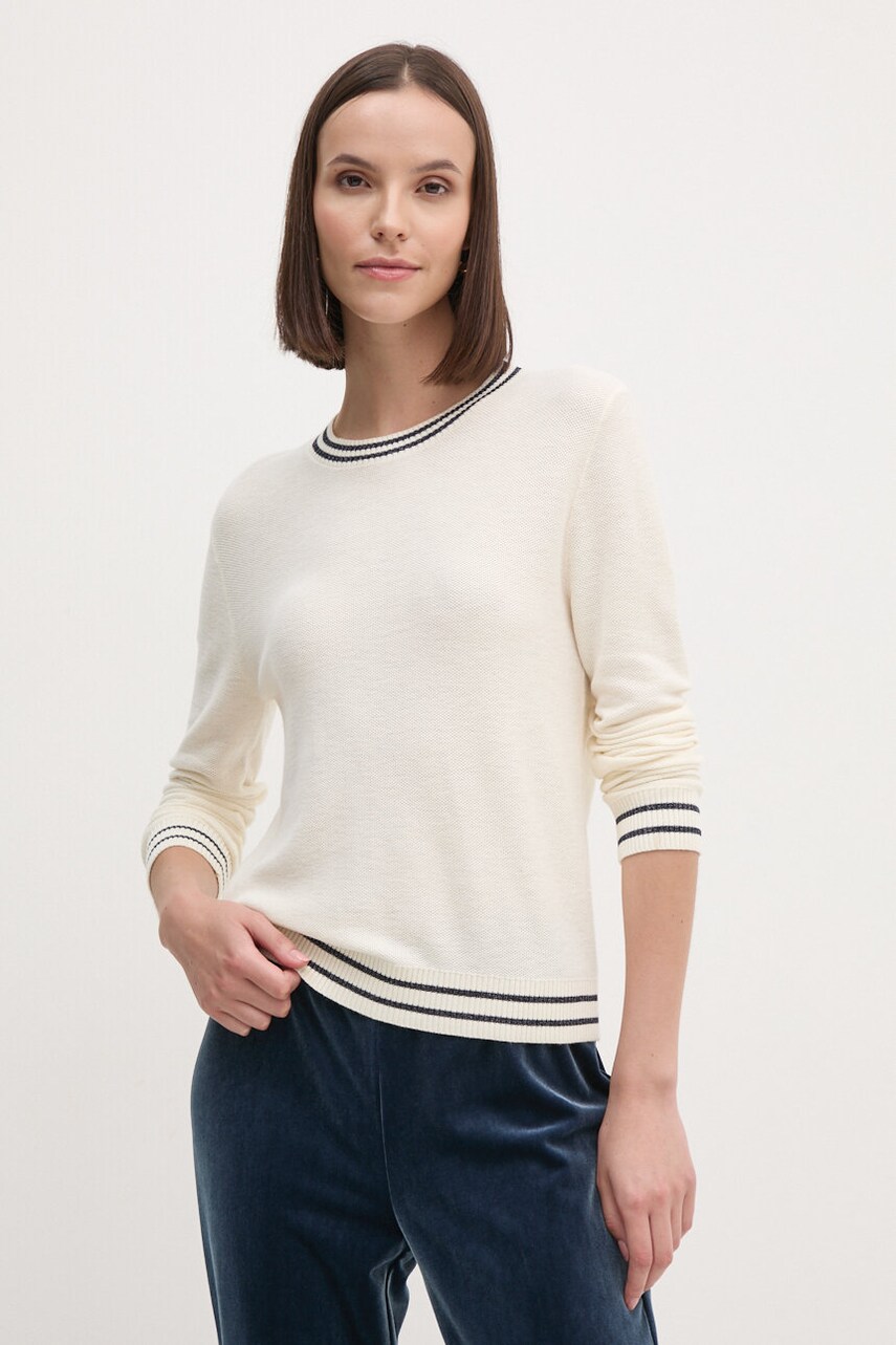 United Colors of Benetton pulover din amestec de matase culoarea bej, light, 1SMYE10B8