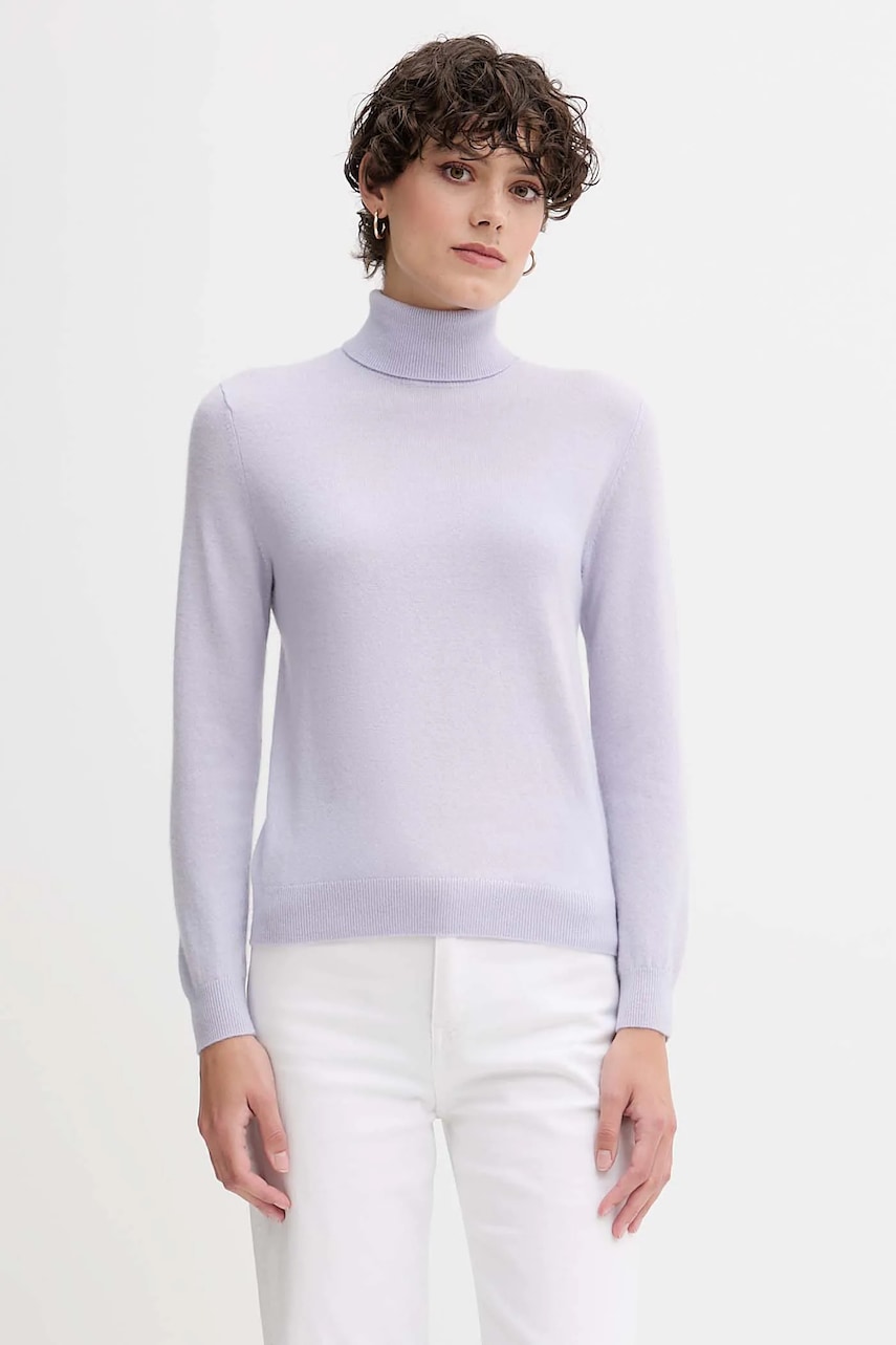United Colors of Benetton pulover de lână culoarea gri, cu guler, 1002D2348