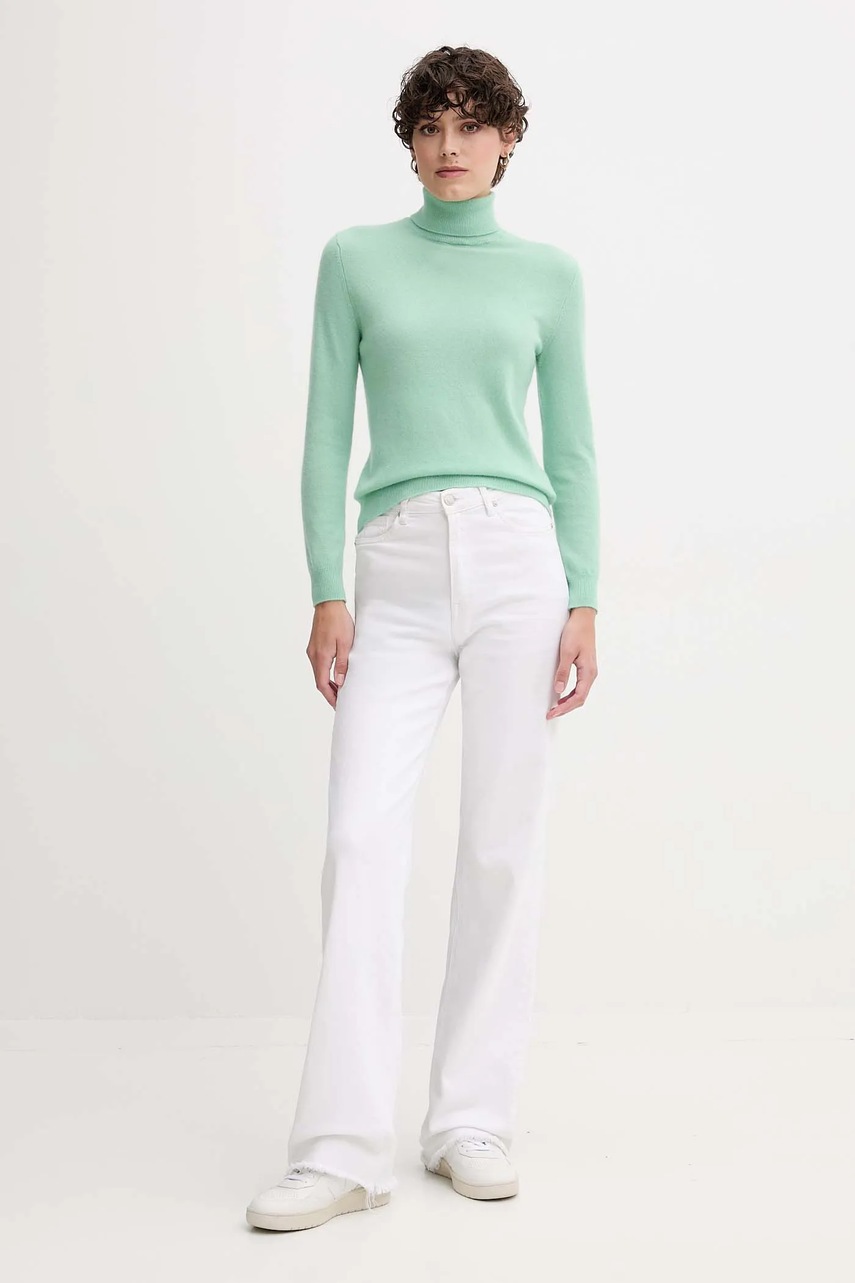 Шерстяной свитер United Colors of Benetton цвет серый с гольфом 1002D2348